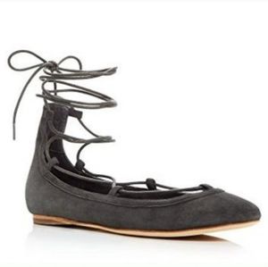 🆕 Joie Jenessa Suede Lace-Up Ballerina Flat, Size 6.5